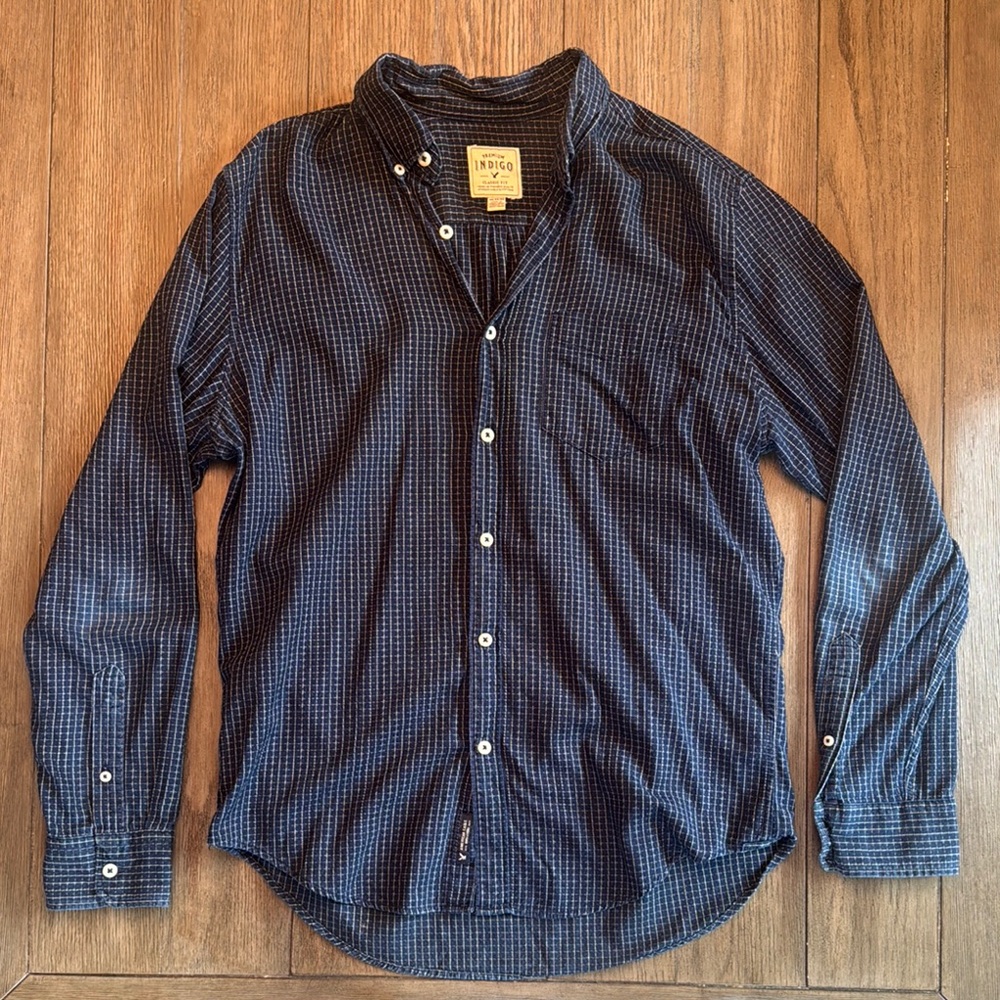American Eagle Outfitters Blue Casual Button Down Shirt
